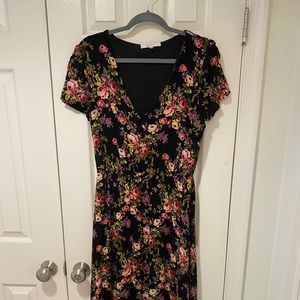 Wayf A-line, Midi Dress Black Floral - XL